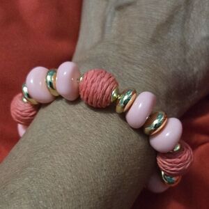 Talbots Pink and Gold Sculptural Bracelet